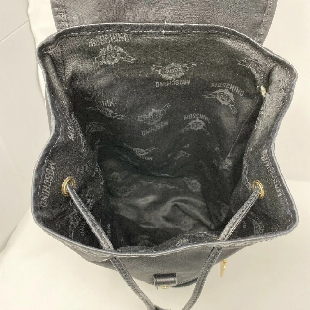 Moschino Black and Gold Nylon Backpack